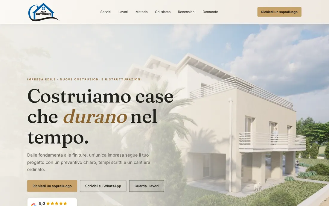 Alta Costruzione website, building company