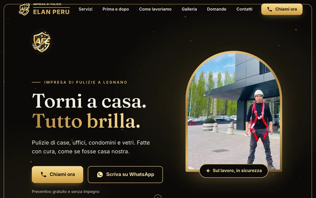 Elan Peru website, cleaning company