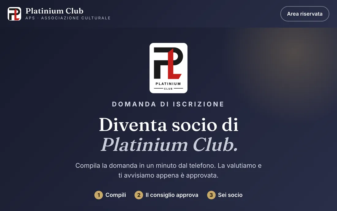 Platinium Club online membership sign-up, cultural association