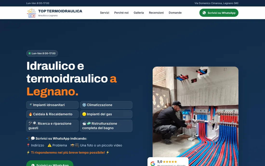 TOP Termoidraulica website, plumber in Legnano